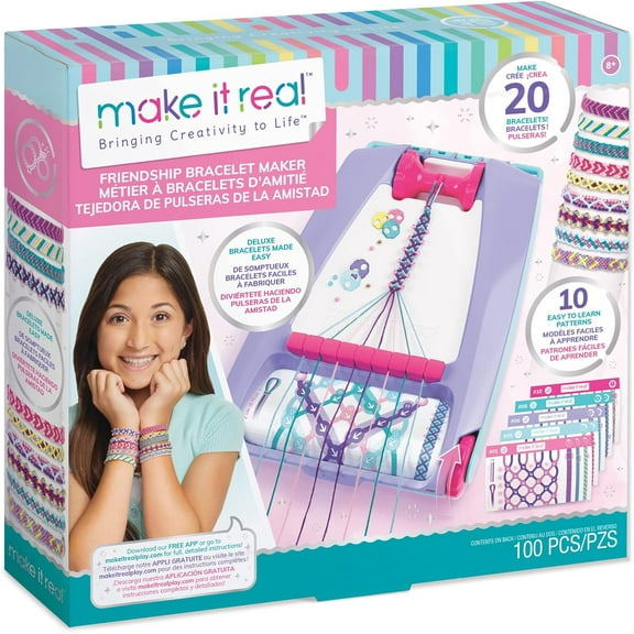 Make It Real Friendship Bracelet Maker Kit - Craft Up to 20 Stylish Bracelets with 100 Beads & Threads - Fun DIY Jewelry Set for Girls & Tweens - Develop Creativity Skills - Gift for Kids Ages 8