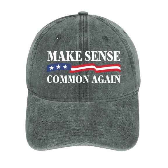 Make Sense Common Again Gray Baseball Cap for Men Women, Adjustable Snapback Hats Cotton Hat