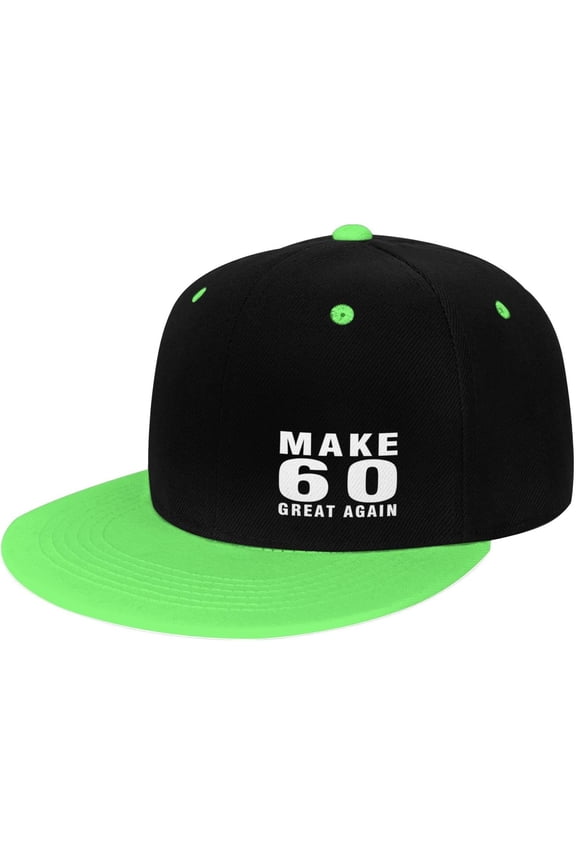 Make Sixty Great Again Flat Bill Hats Contrast Hip Hop Baseball Cap Unisex Snapback Rock Caps