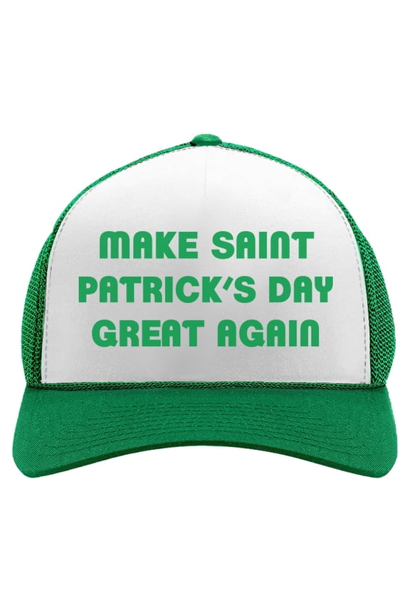 Make St. Patrick's Day Great Again Trump Trucker Hat Mesh Cap One Size green/white