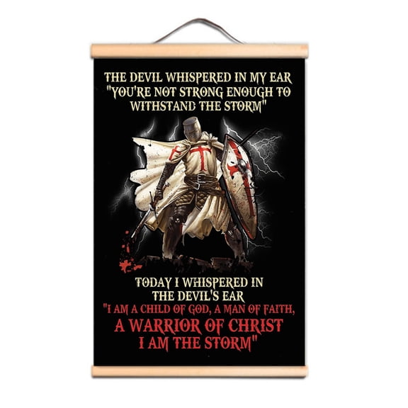 Make a Statement with this Vintage Knights Templar Poster and Wall Chart: Solid Wood Scroll Painting of Medieval Crusader Warrior for Room and Office Decoration 0,Multicolor,23.5X35.4 inches