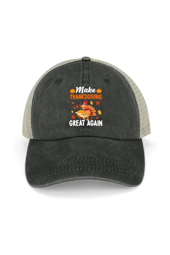 Make Thanksgiving Great Again Black Hat Adjustable Funny Fashion Unisex Baseball Cap for Men Women