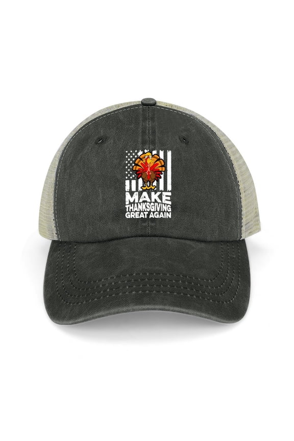 Make Thanksgiving Great Again Black Hat Adjustable Funny Fashion Unisex Baseball Cap for Men Women