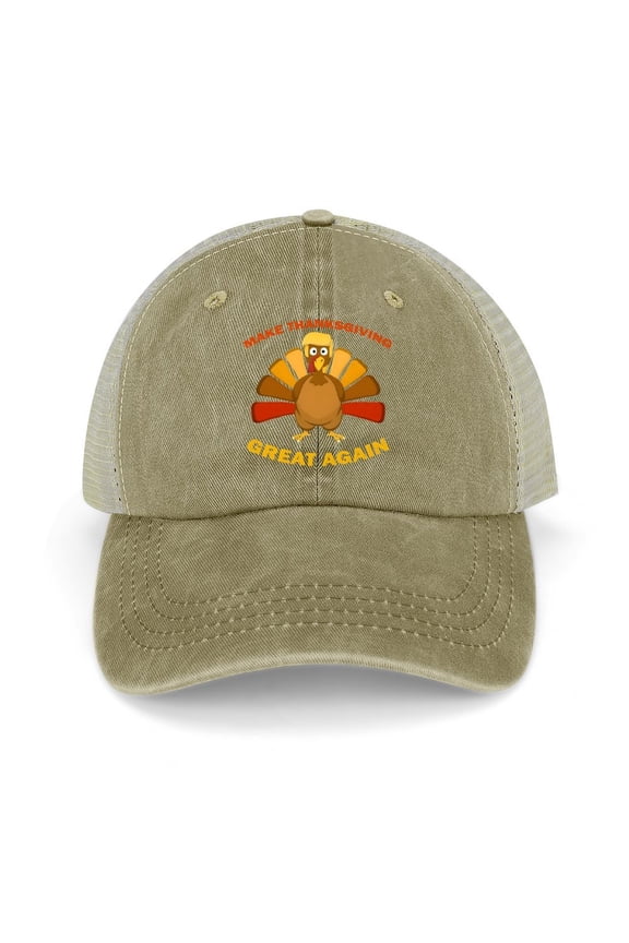 Make Thanksgiving Great Again Khaki Hat Adjustable Funny Fashion Unisex Baseball Cap for Men Women