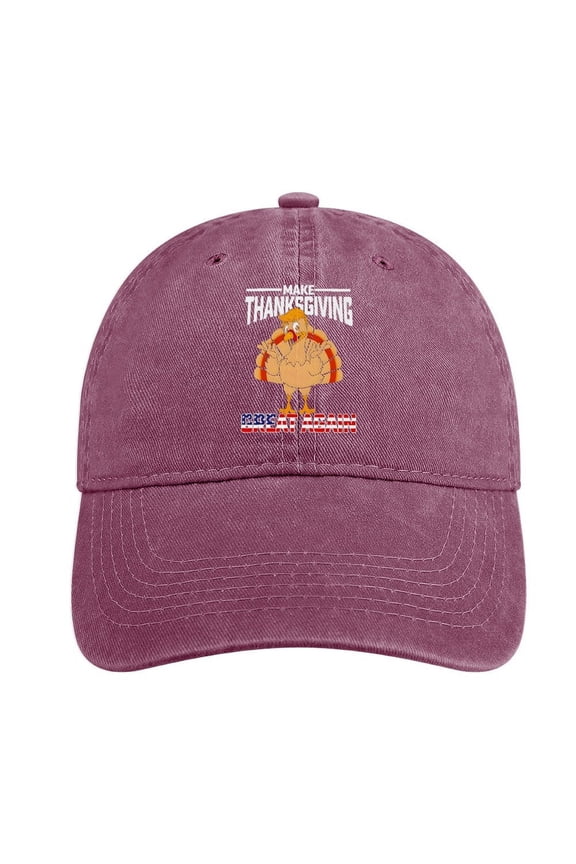 Make Thanksgiving Great Again Wine Red Hat Adjustable Funny Fashion Unisex Baseball Cap for Men Women
