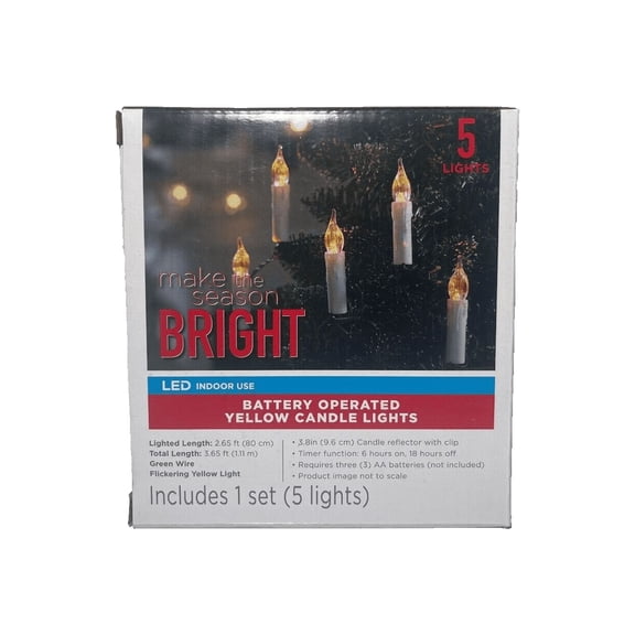Make The Season Bright 5 Battery Operated Yellow Candle Lights