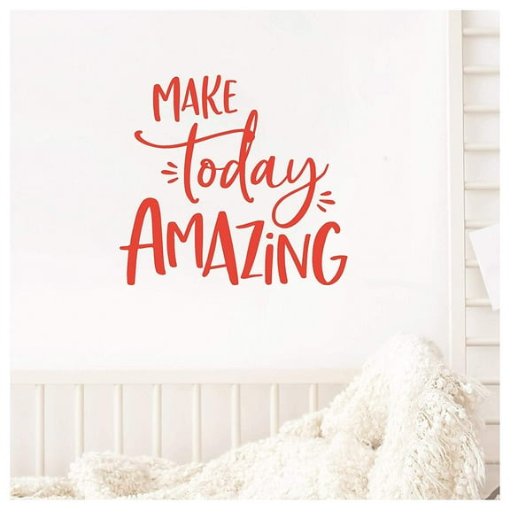 Make Today Amazing Motivational Vinyl Lettering Wall Decal Sticker (10" H x 11" L, Red)