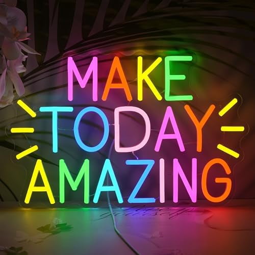 Make Today Amazing Neon Sign Positive and Upward Quote Neon Light Sign for Wall Decor Rainbow Color Led Light Up Sign for Home Cafe Party Wedding Birthday School$$Tools & Hardware Other