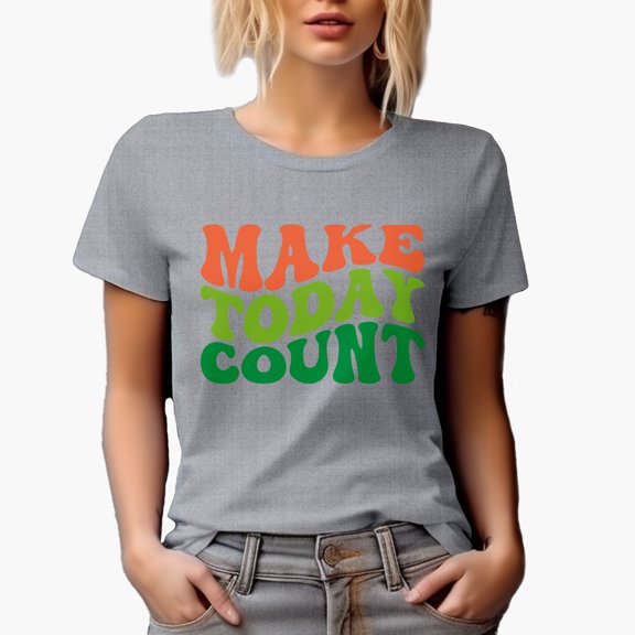 Make Today Count, Quote About Making the Most of Every Day, Groovy Retro Wavy Text Merch Gift, Heather Grey T-Shirt, 3XL