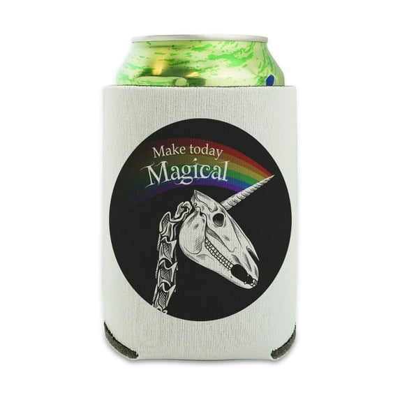 Make Today Magical Skeleton Unicorn Skull Halloween Can Cooler - Drink Sleeve Hugger Collapsible Insulator - Beverage Insulated Holder