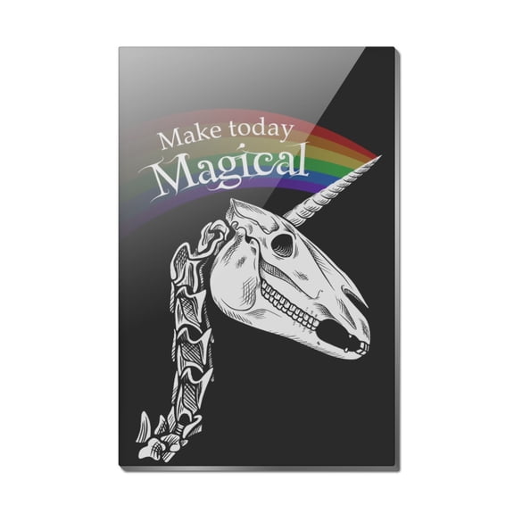 Make Today Magical Skeleton Unicorn Skull Halloween Rectangle Acrylic Fridge Refrigerator Magnet