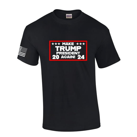 Make Trump President Tshirt Funny Mens 2024 Short Sleeve T-shirt Graphic Tee-Black-large