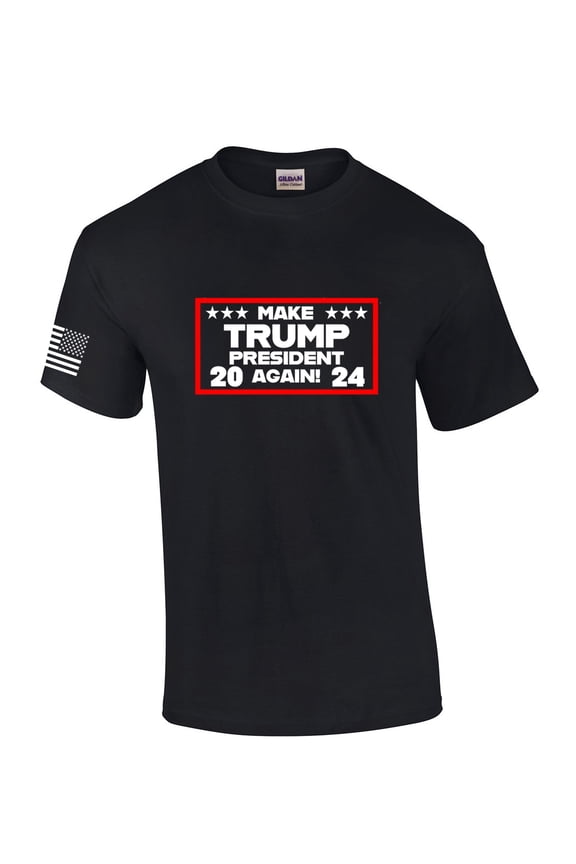 Make Trump President Tshirt Funny Mens 2024 Short Sleeve T-shirt Graphic Tee-Black-large