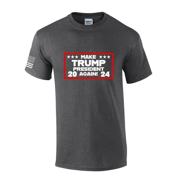 Make Trump President Tshirt Funny Mens 2024 Short Sleeve T-shirt Graphic Tee-Heather Grey-xxxl