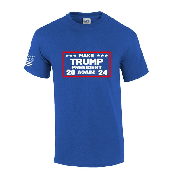 Make Trump President Tshirt Funny Mens 2024 Short Sleeve T-shirt Graphic Tee-Heather Royal-xl