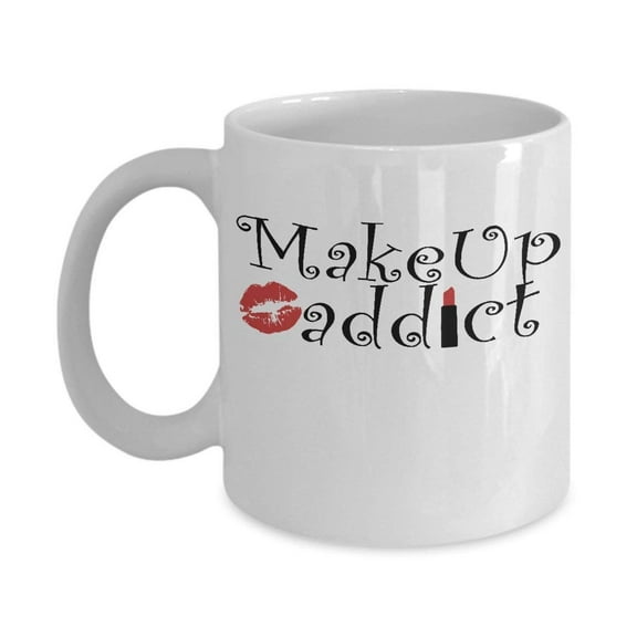 Make Up Addict Red Lipstick Mark Coffee & Tea Gift Mug, Makeup Artist & Cosmetologist Supplies