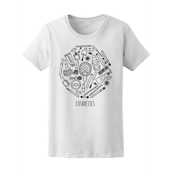 Make Up And Cosmetics Icons T-Shirt Women -Image by Shutterstock, Female XX-Large