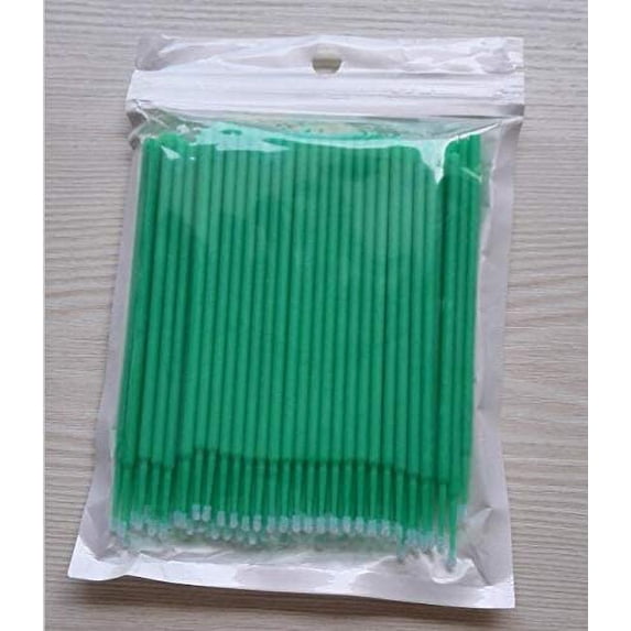 Make Up Brushes 100pcs/bag Durable Micro Disposable Eyelash Extension Makeup Brushes Applicators Removing Tools S - (Handle Color: Green)