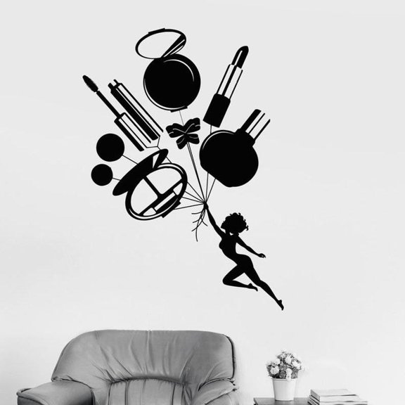 Make Up Cosmetics Beauty Hair Salon Wall Sticker Vinyl Interior Design Studio Window Decoration Decals Removable Murals 42x59cm