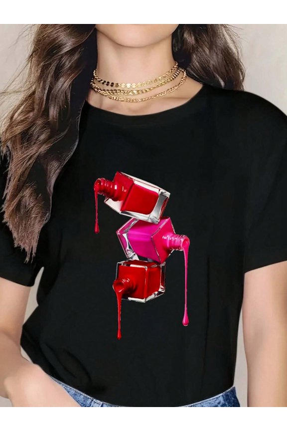 Make Up Nail Polish Makeup Cosmetics Manicure Nail Tech Gift T-Shirt