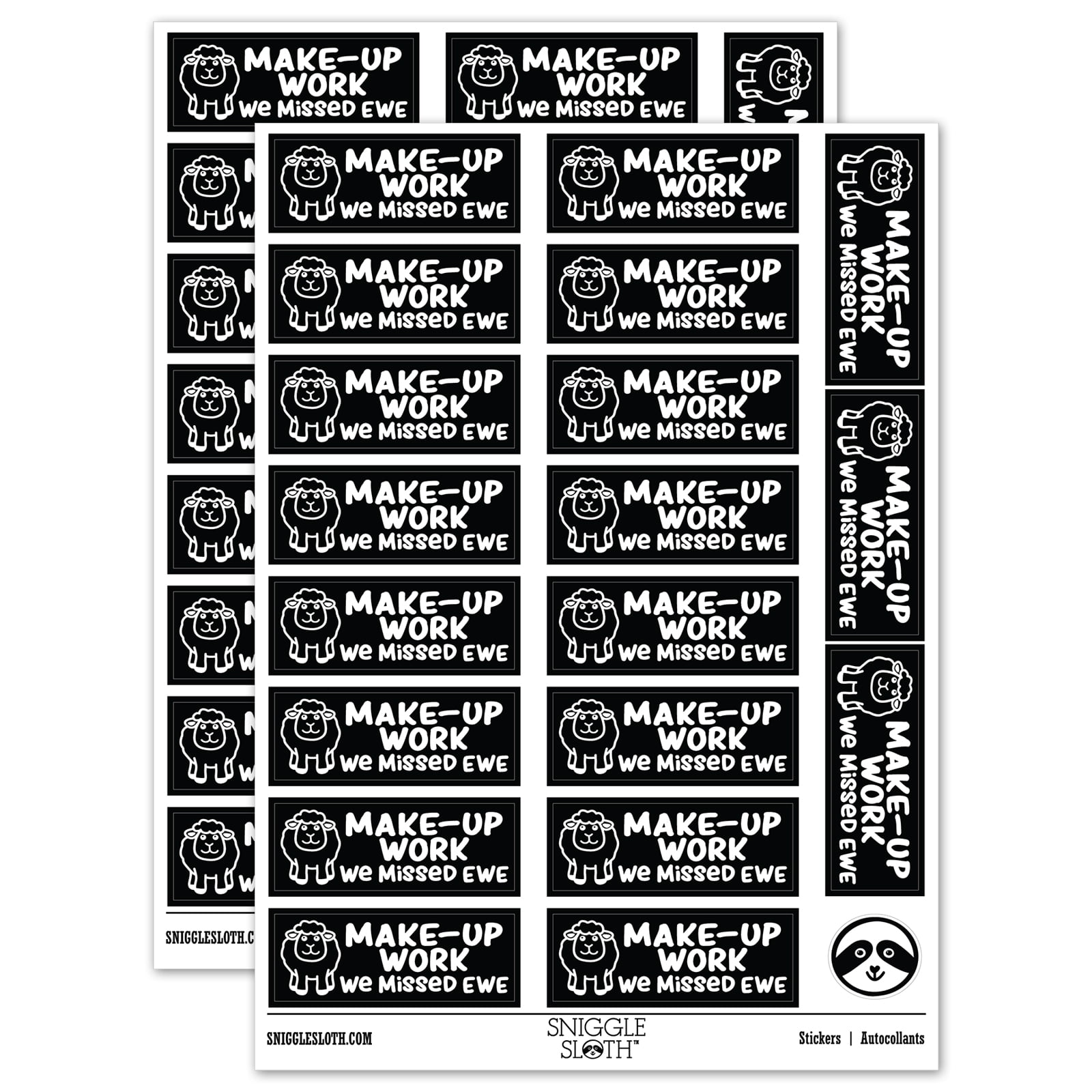 Make-Up Work We Missed Ewe You Teacher Student School Sticker Set ...