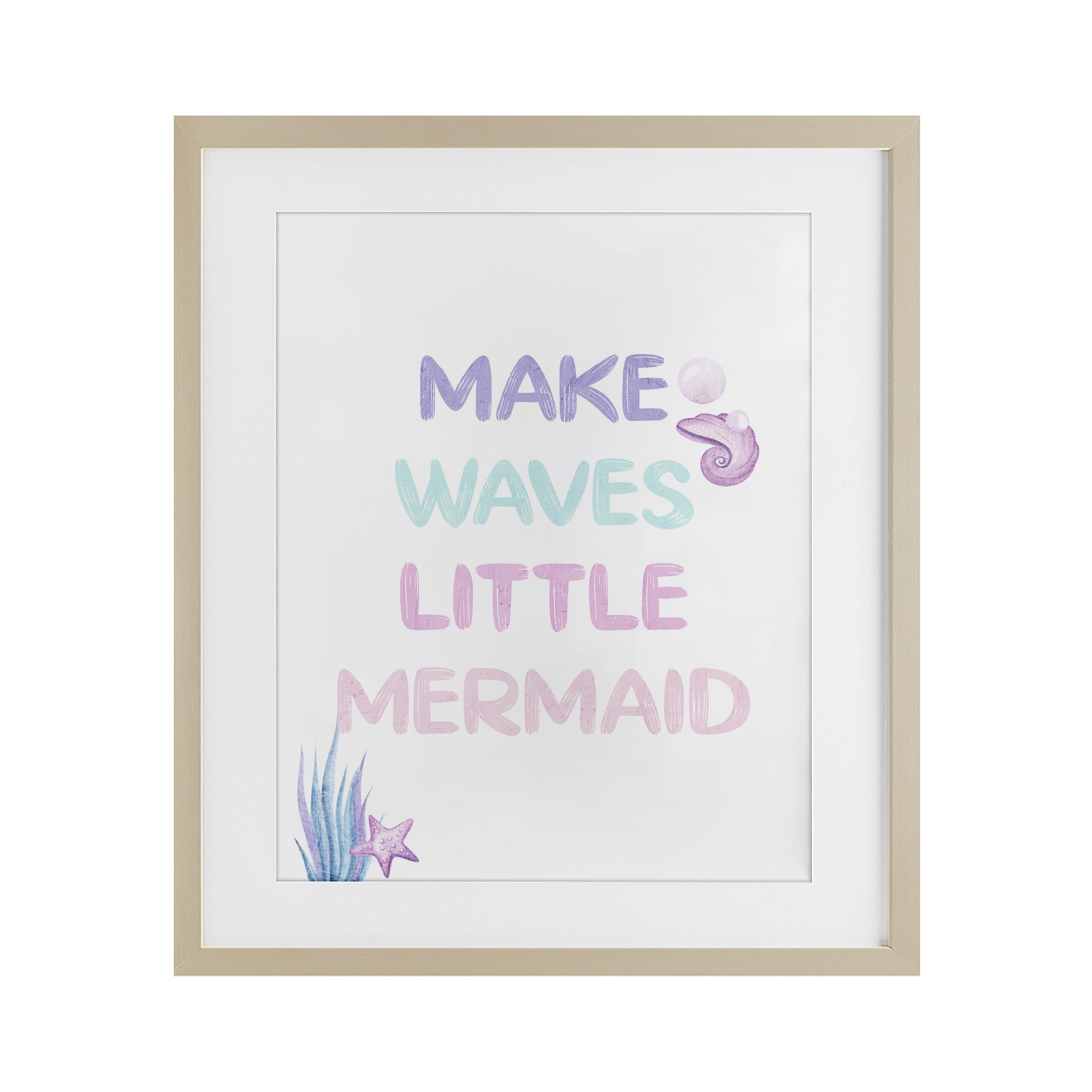 Make Waves Little Mermaid Birch Framed Print Under Glass, design by Kim Allen
