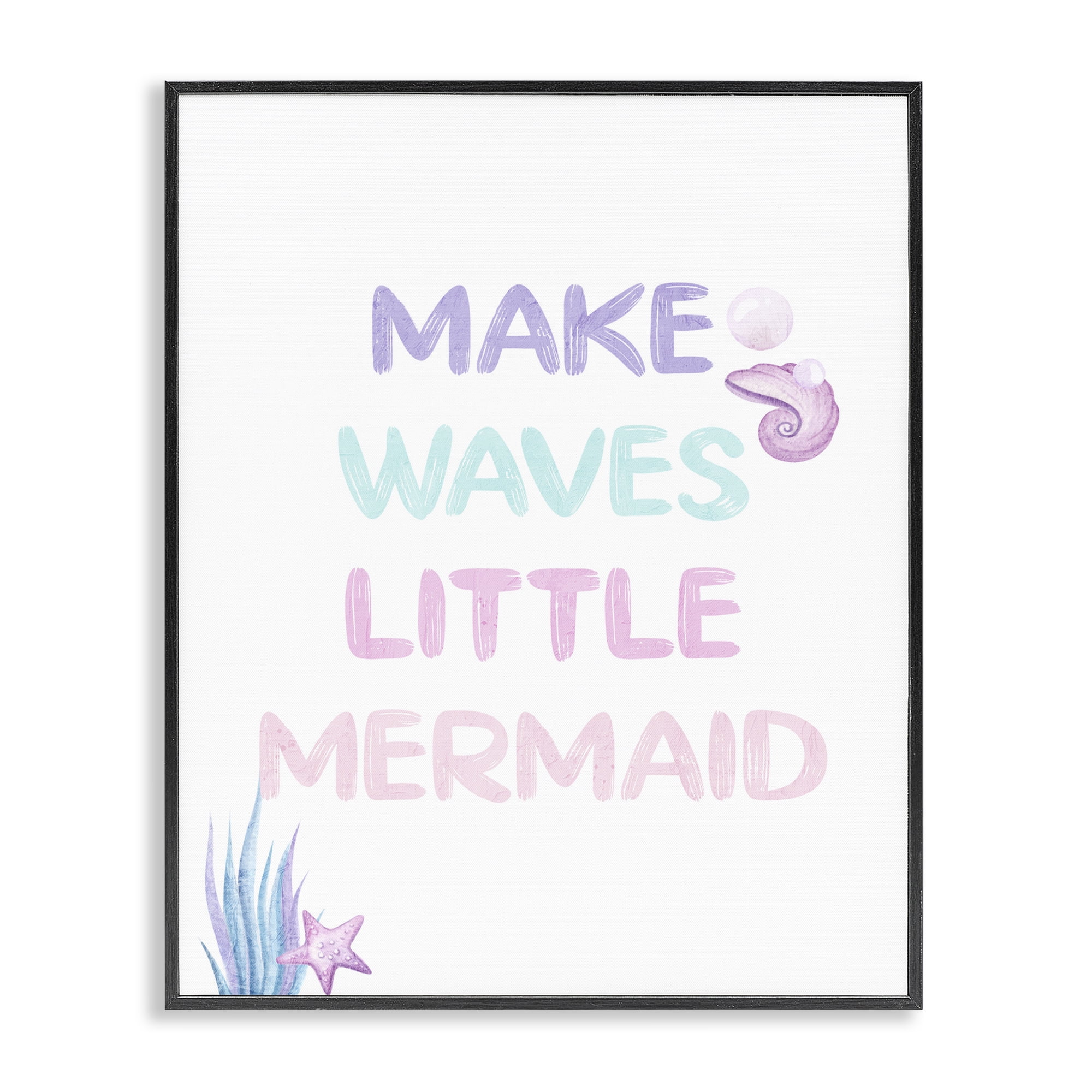 Make Waves Little Mermaid Black Framed Giclee Art, design by Kim Allen