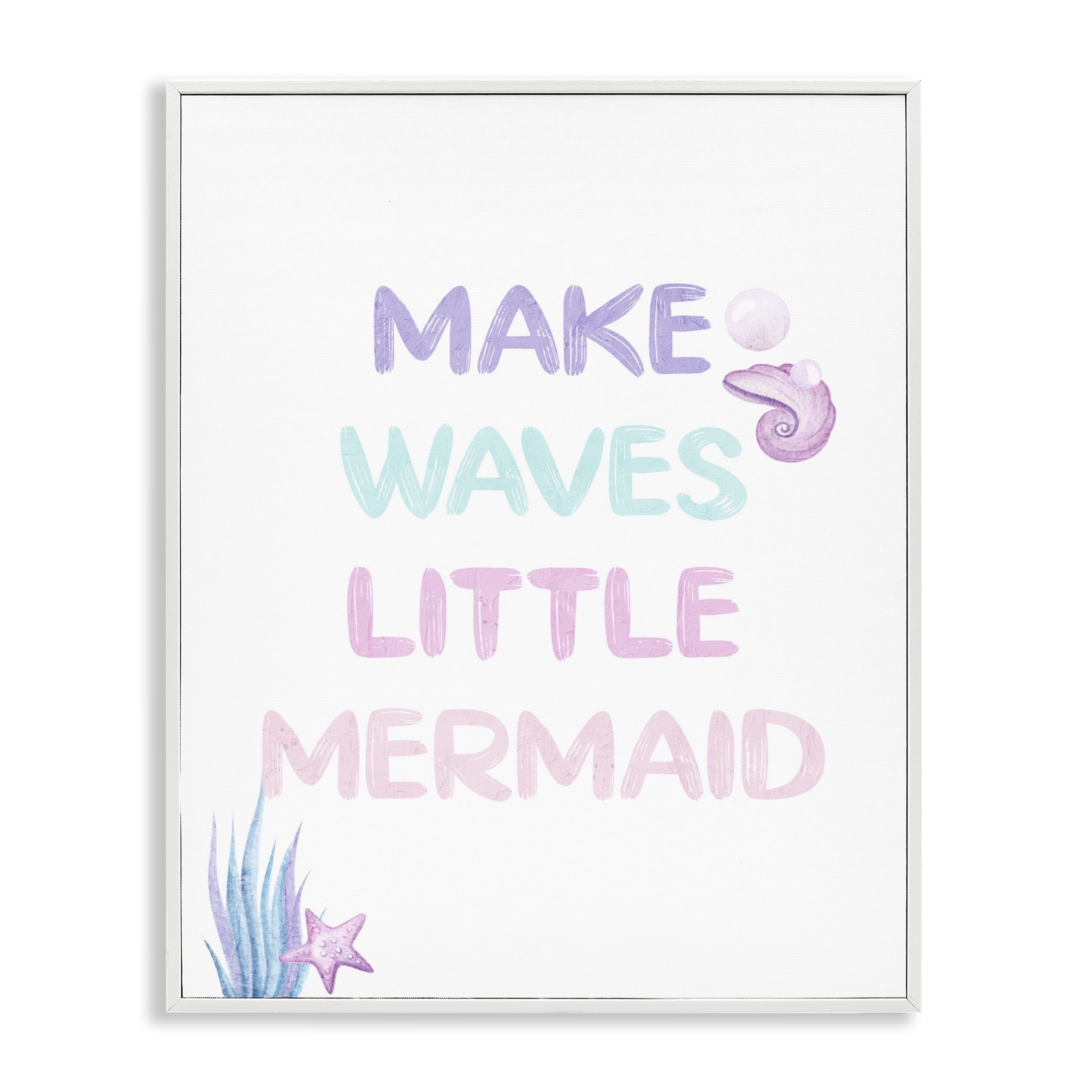 Make Waves Little Mermaid White Framed Giclee Art, design by Kim Allen