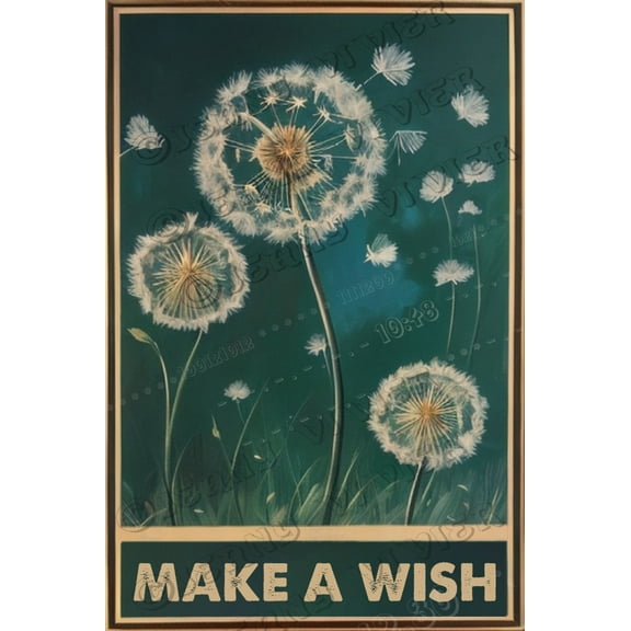 Make A Wish Dandelion Dragonfly Metal Tin Sign Bar Cafe Garage Wall Decor Retro Vintage Poster Inspirational Quote Decor for Women Girl Teens, Gift for Birthday, Christmas 12x16 Inches