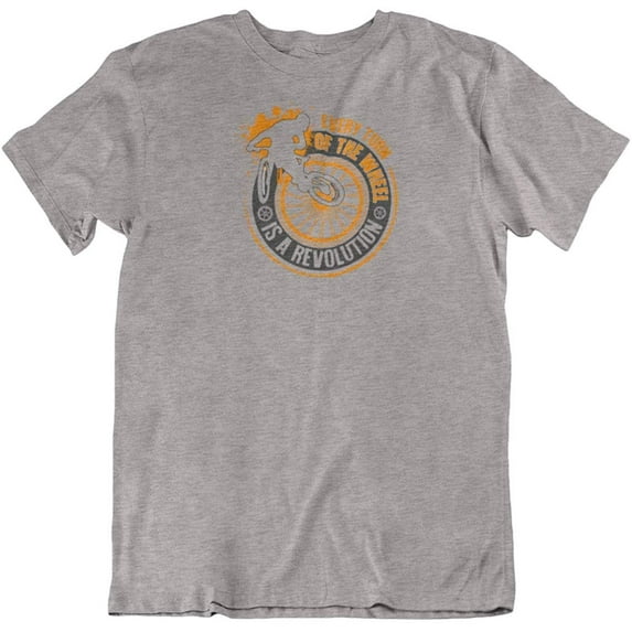 Make Your Mark Design Every Turn of The Wheel T-Shirt Gifts for Bicyclist or Cyclist Men & Women Light Grey