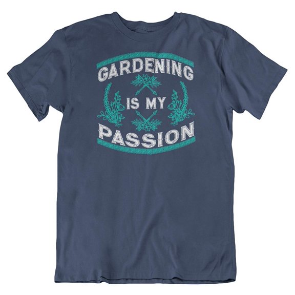 Make Your Mark Design Gardening is My Passion T-Shirt Clothing & Gifts for Men & Women Garden Lovers Navy