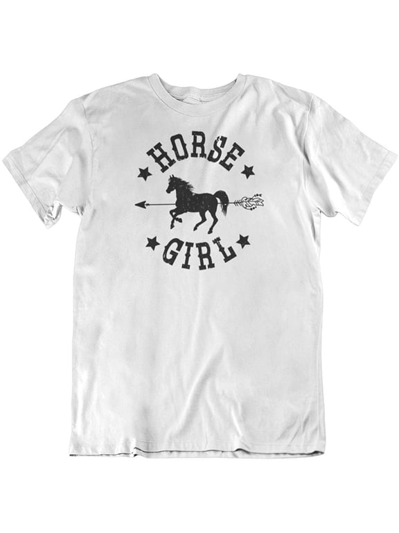 Design Horse Girl Print T-Shirt Gifts, Party Favors, Supplies & Stuff for Women & Girls White