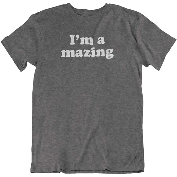Make Your Mark Design I'm A Mazing. Happy Mood Printed Unisex T-Shirt for Men and Women Charcoal Grey