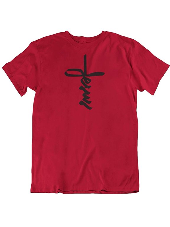 Design Jesus T-Shirt Gifts for Christian Mom, Dad, Youth, Boys, Girls, Men & Women Red