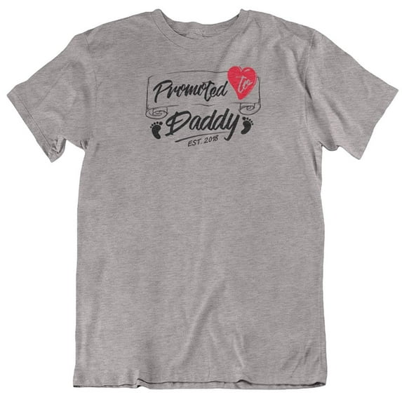 Make Your Mark Design Promoted to Daddy Est. 2018. Printed T-Shirt for Men with Sons or Daughters Light Grey