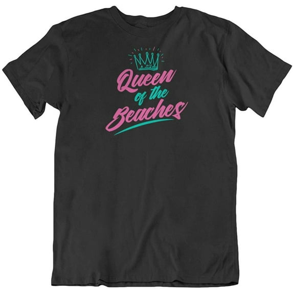 Make Your Mark Design Queen of The Beaches. Beach Lover T-Shirt Gifts & Outfits for Girls & Women Black