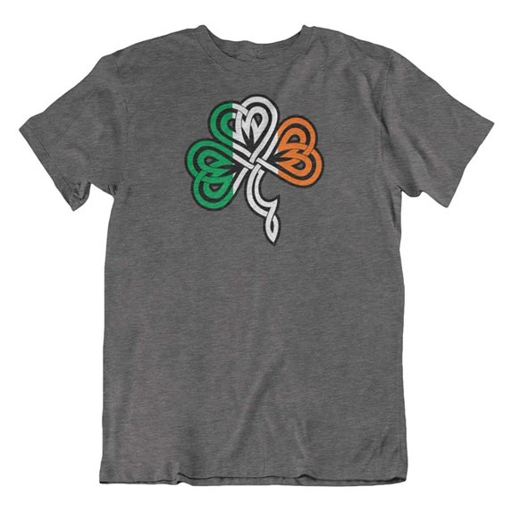 Make Your Mark Design Shamrock & Ireland Flag Irish Heritage T-Shirt & Party Favors for Men & Women Dark Gray Heather