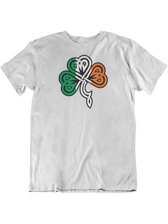 Design Shamrock & Ireland Flag Irish Heritage T-Shirt & Party Favors for Men & Women White