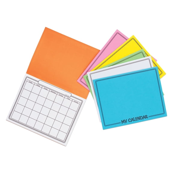 Hygloss Blank Calendar Books  6-Pack, 8.5" x 11", Assorted Bright Covers, 12-Month Gridded Pages