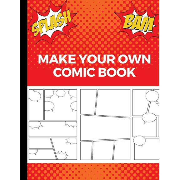 Make Your Own Comic Book: Art and Drawing Comic Strips, Great Gift for Creative Kids Red, (Paperback)
