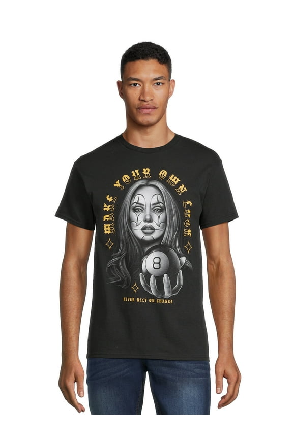 Make Your Own Luck Pinup Girl Men's Graphic Tee with Short Sleeves, Sizes S-3XL