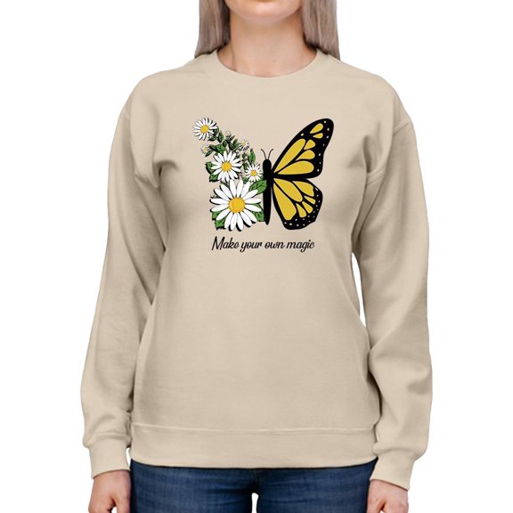 Make Your Own Magic W Daisies Sweatshirt Women -Image by Shutterstock, Female XX-Large