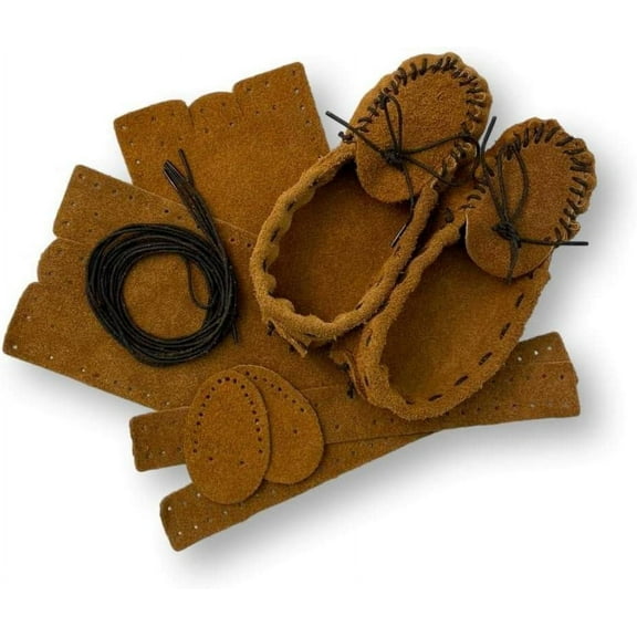 Make Your Own Moccasins - DIY Leather Moccasin Craft Project - Handmade Moccasins Kit - Miscellaneous Brown or Tan Colors