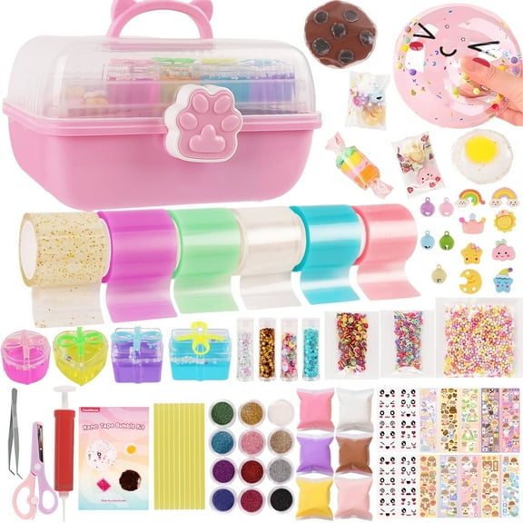 KiddiTouch Nano Tape Bubble Kit for Kids with Box, 6 Pcs Nano Tapes Squishy Maker Making Kits, Step by Step Guide -DIY Toy Gifts for Boys Girls