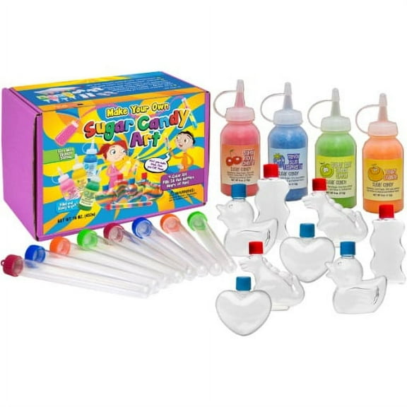 Make Your Own Sugar Candy Art Party Kit, 4 Color Kit, Red, Blue, Light Green, Orange