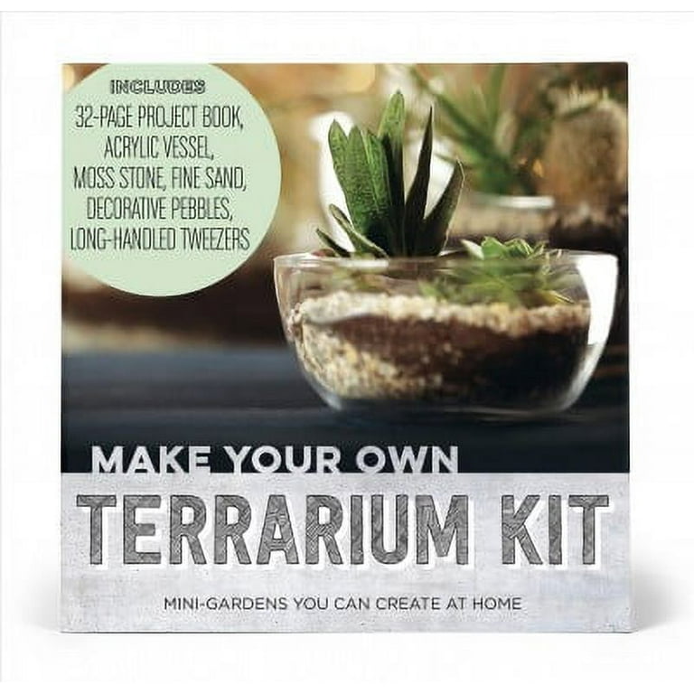 Make Your Own Terrarium Kit : Mini Gardens You Can Create at Home –  Includes: Acrylic Vessel, Decorative Pebbles, Moss Stone, Fine Sand,  Long-Handled Tweezers, Project Book (Kit) 