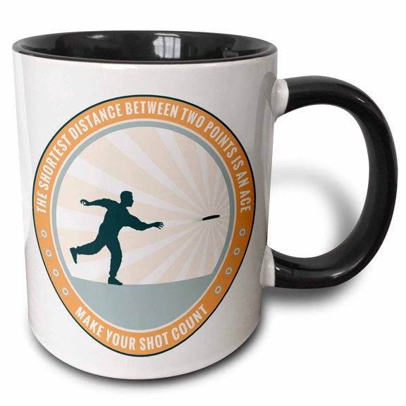 3drose, Make Your Shot Count - Frisbee Disc Golf Graphic Design of Silhouette Player Throwing, 15oz Two-tone Black Mug
