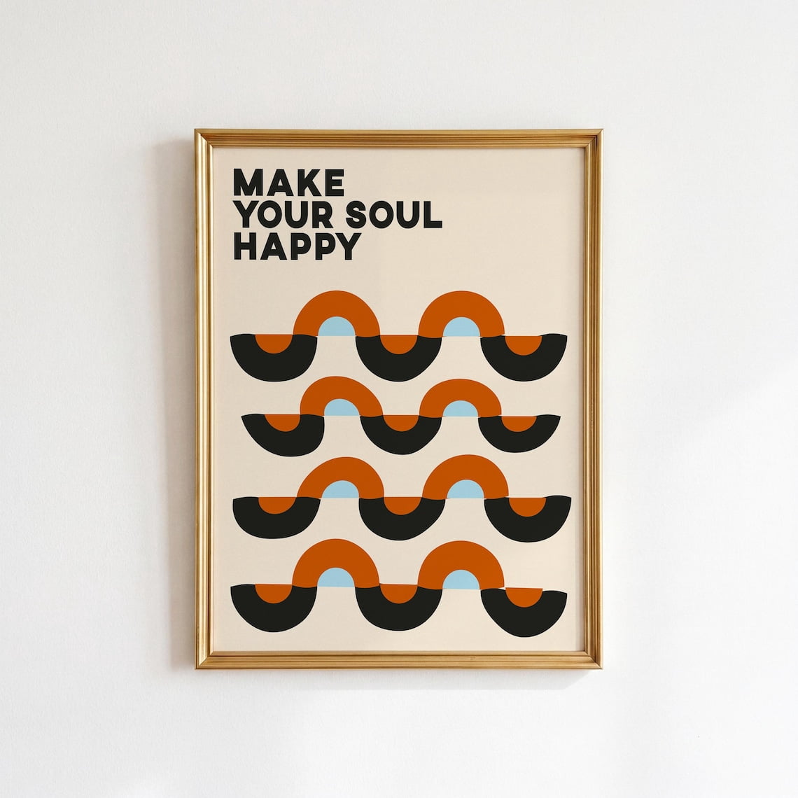 Make Your Soul Happy Retro Music Vinyl Record Poster, Funky Orange ...