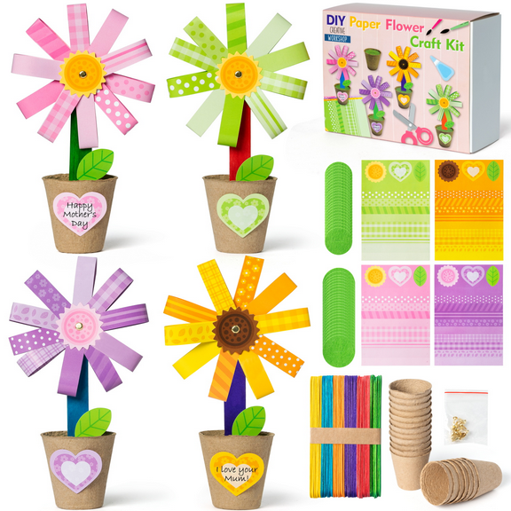MakeYourStandingFlowers CraftswithPaperFlowerPot for Home Class Activities