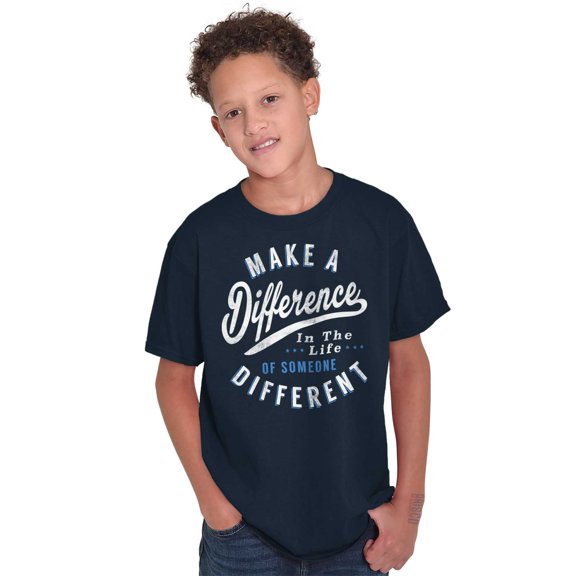 Make a Difference Autism Awareness Crewneck T Shirts Boy Girl Teen Brisco Brands X